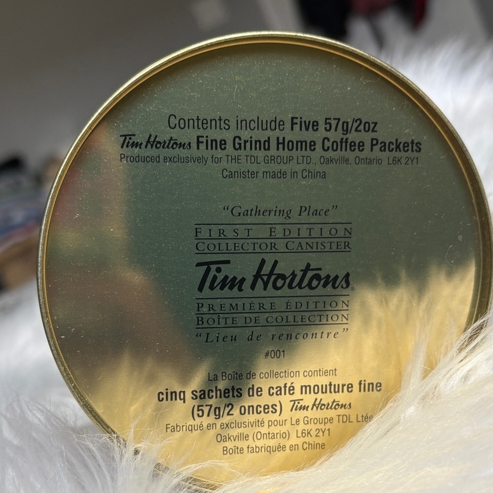 TIM HORTONS LE #001 First Edition GATHERING PLACE Coffee Tin / Canister - Picture 2 of 4